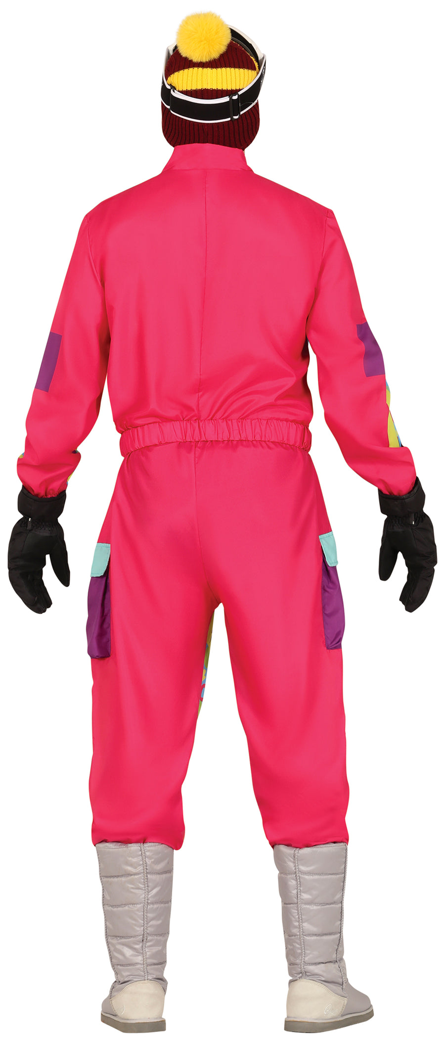 GP86237 – 80S Karneval Bunter Anzug Retro Skikostüm – Größe: 46 - 48 (S), 48 - 50 (M), 52 - 54 (L) – Farbe: Mehrfarbig, Ansicht 2