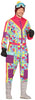 GP86237 – 80S Karneval Bunter Anzug Retro Skikostüm – Größe: 46 - 48 (S), 48 - 50 (M), 52 - 54 (L) – Farbe: Mehrfarbig