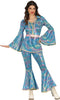 GP86273 – Hippie Retro Disco Outfit Flared Kostüm – Größe: 36 - 38 (S), 38 - 40 (M), 42 - 44 (L) – Farbe: Mehrfarbig