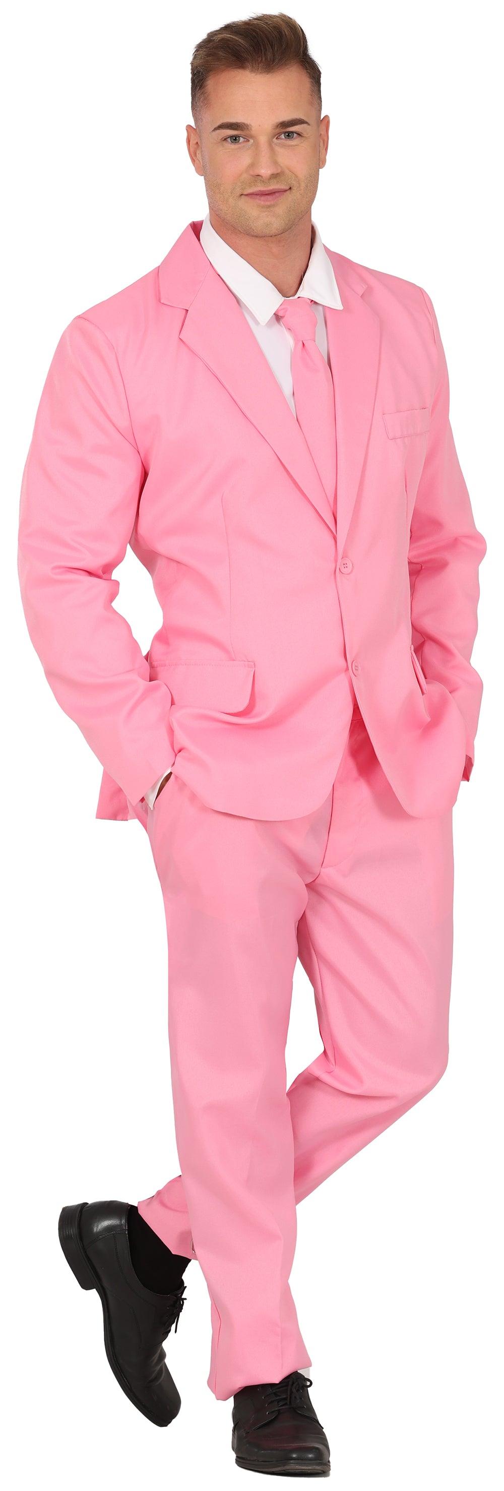 GP86287 – Karneval Held Pink Eleganz Anzug Krawatte – Größe: 46 - 48 (S), 48 - 50 (M), 52 - 54 (L) – Farbe: Pink