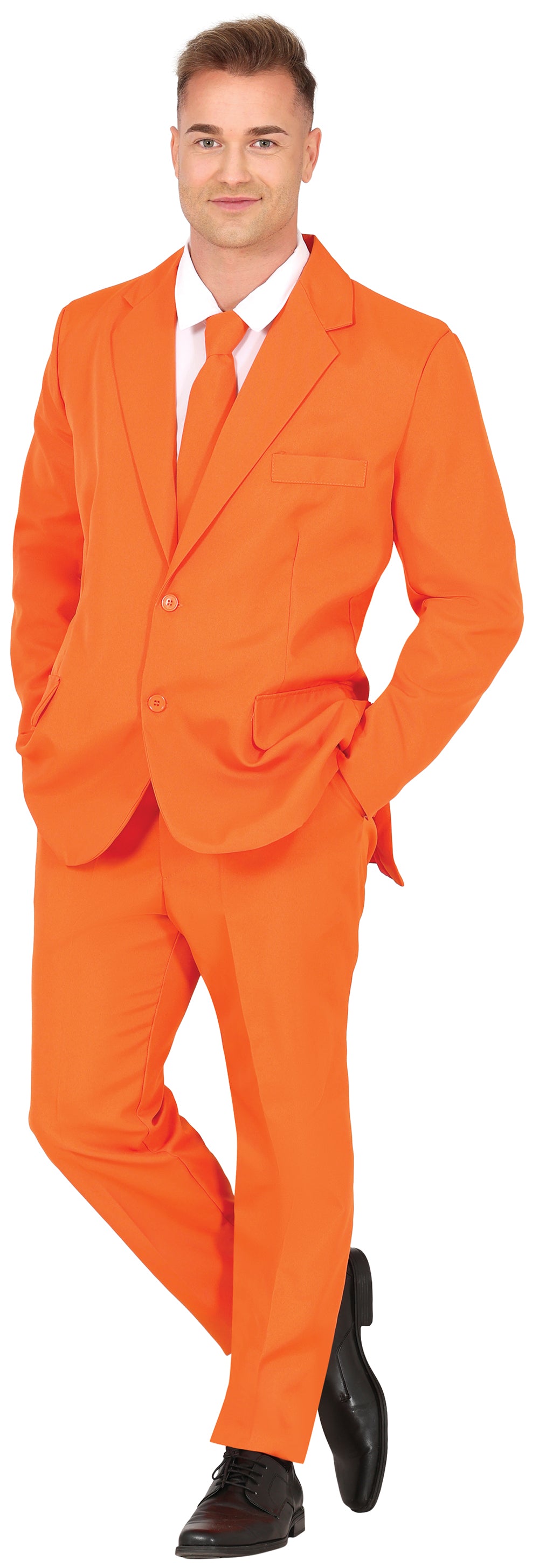 GP86291 – Karnevalsheld Orange Anzug – Größe: 46 - 48 (S), 48 - 50 (M), 52 - 54 (L) – Farbe: Orange
