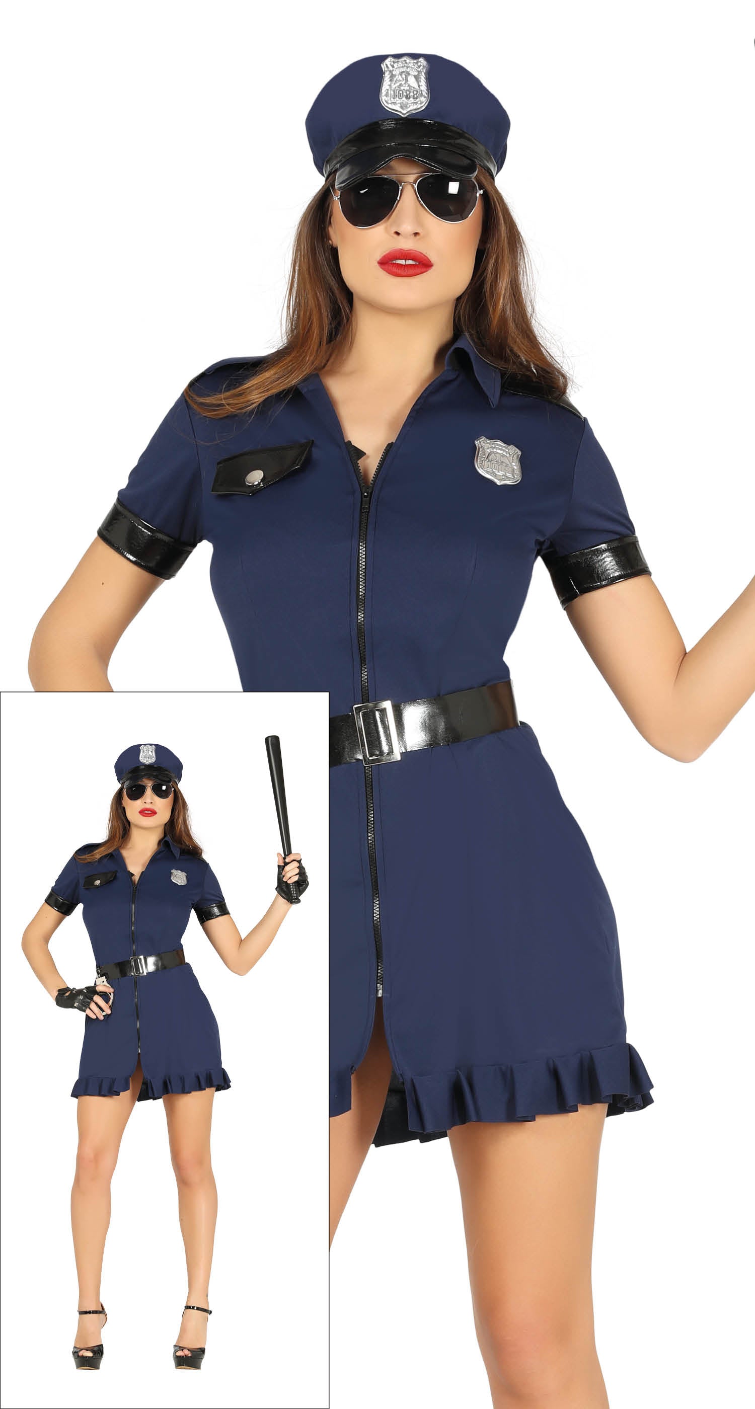 GP88236 – Polizei Abenteuer Kostüm Blau Mütze – Größe: 44 - 46 (XL) – Farbe: Blau
