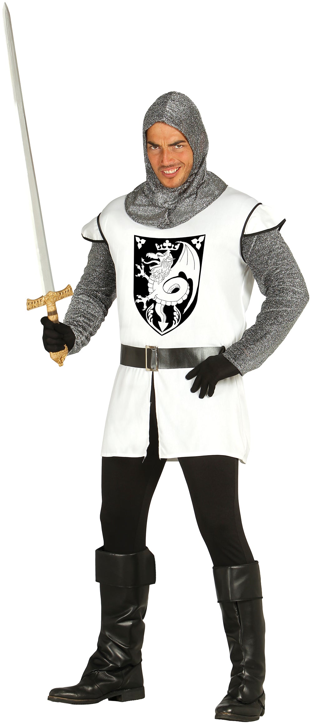 GP80837 – Ritter Kostüm Mittelalter Krieger Gewand – Größe: 54 - 56 (XL) – Farbe: Weiß