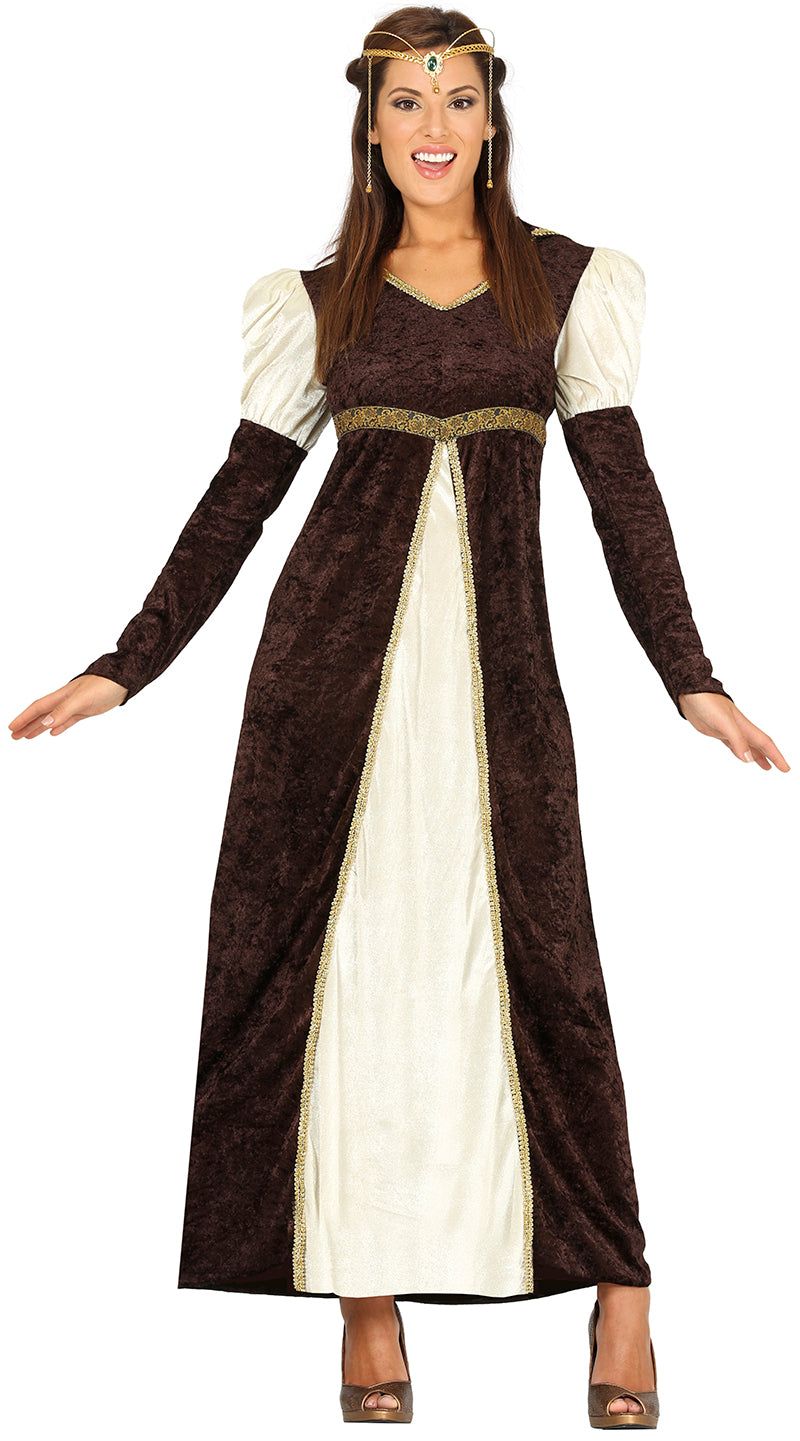 GP88197 – Prinzessin Mittelalter Kostüm Karneval – Größe: 44 - 46 (XL) – Farbe: Braun