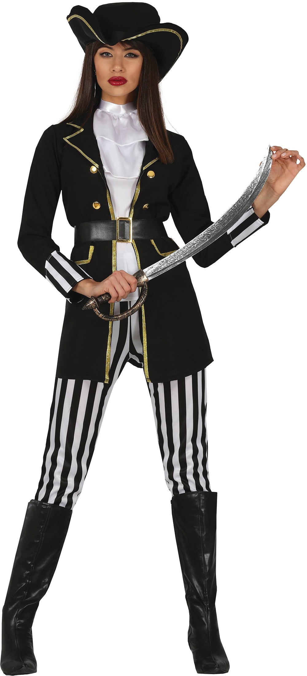GP79172 – Piraten Kapitänin Kostüm Karneval – Größe: 44 - 46 (XL) – Farbe: Schwarz