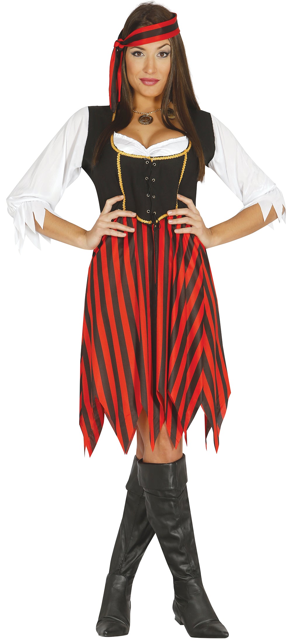 GP80220 – Piraten Königin Karnevalskostüm – Größe: 44 - 46 (XL) – Farbe: Schwarz