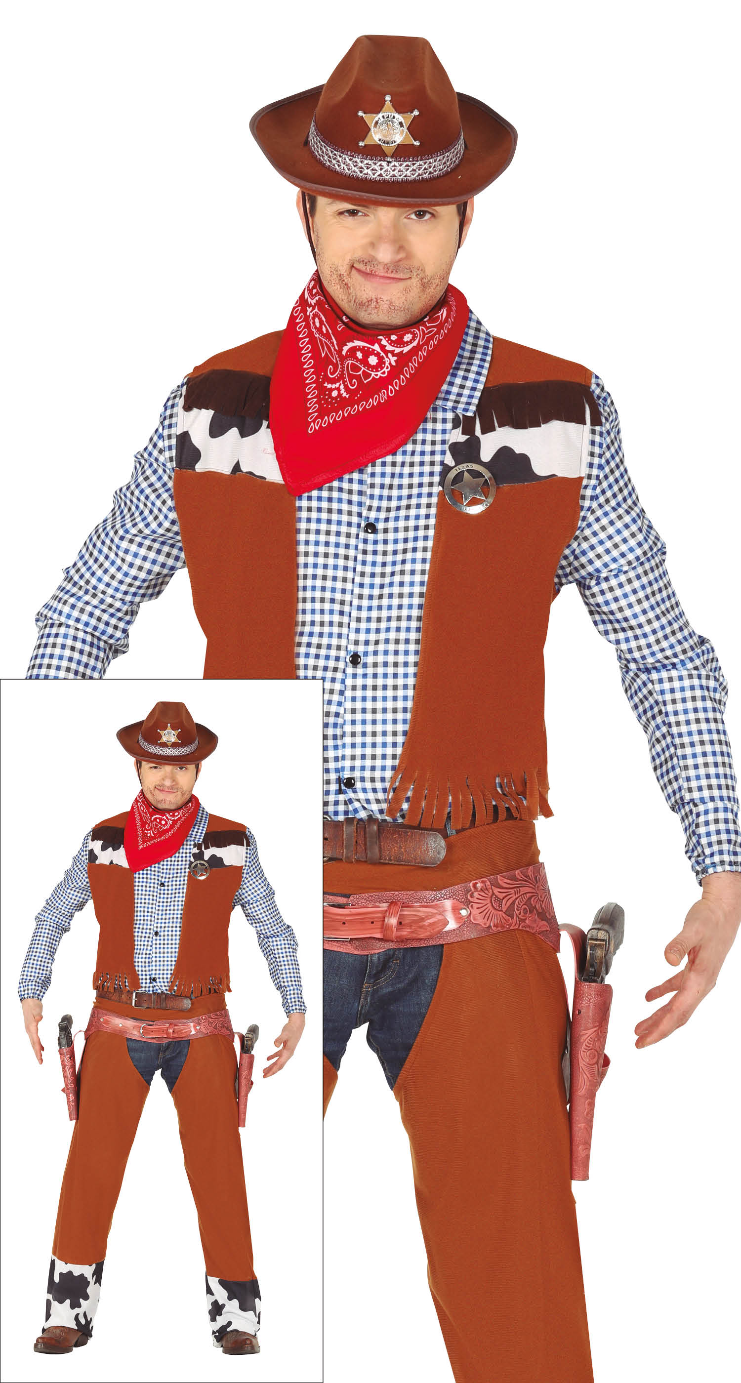 GP88592 – Cowboy Westerngentleman Kostüm Karneval – Größe: 54 - 56 (XL) – Farbe: Braun