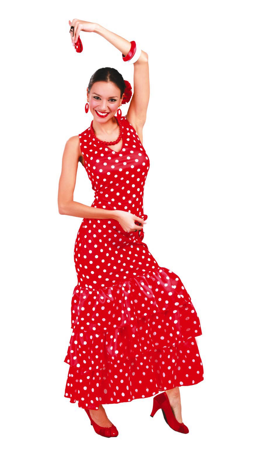 GP80629 – Tänzerin Kleid Kultur Flamenco – Größe: 36 - 38 (S) – Farbe: Rot