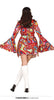 GP79379 – Hippies Kostüm Bunt 60s Kleid Karneval – Größe: 44 - 46 (XL) – Farbe: Braun