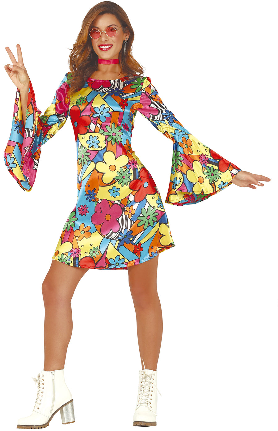 Hippie Kleid für Damen mit Trompetenärmeln