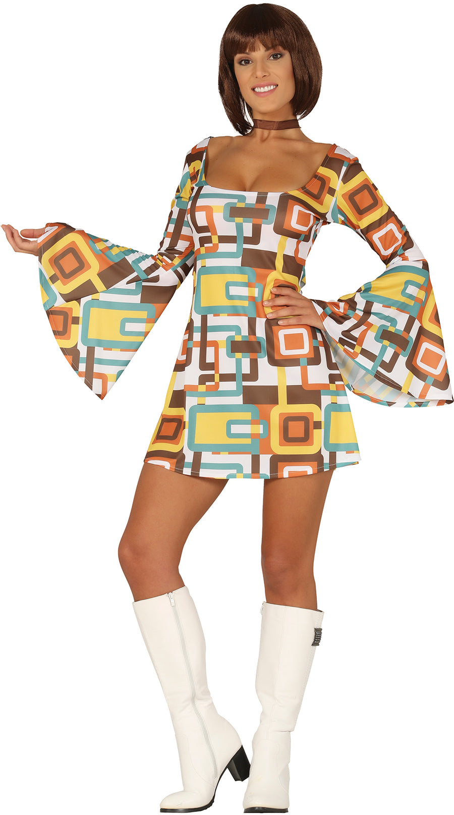 Disco Girl Kleid für Damen 70er Jahre