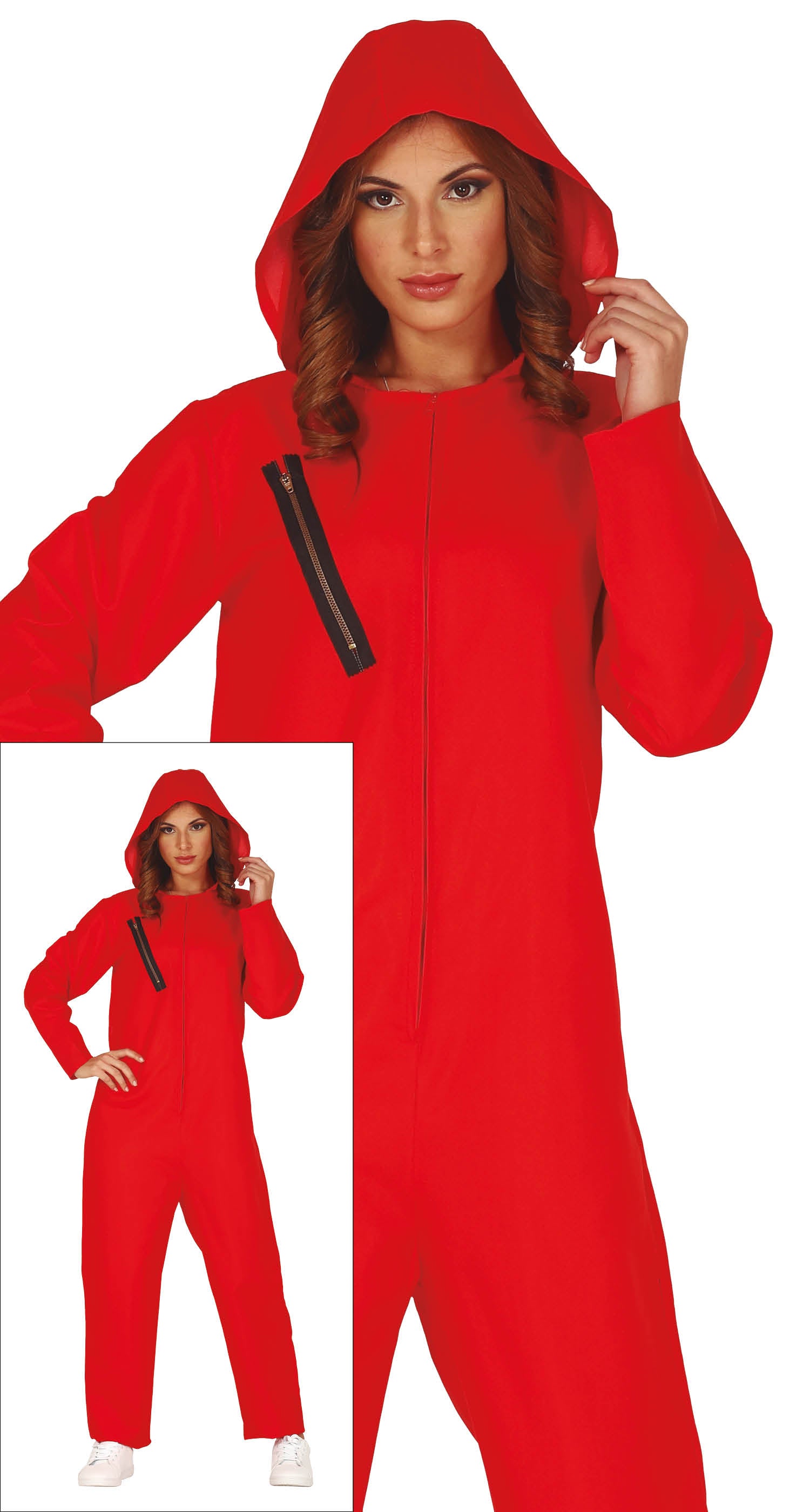 GP88690 – Diebe Karneval Overall Rot Kapuze – Größe: 44 - 46 (XL) – Farbe: Rot