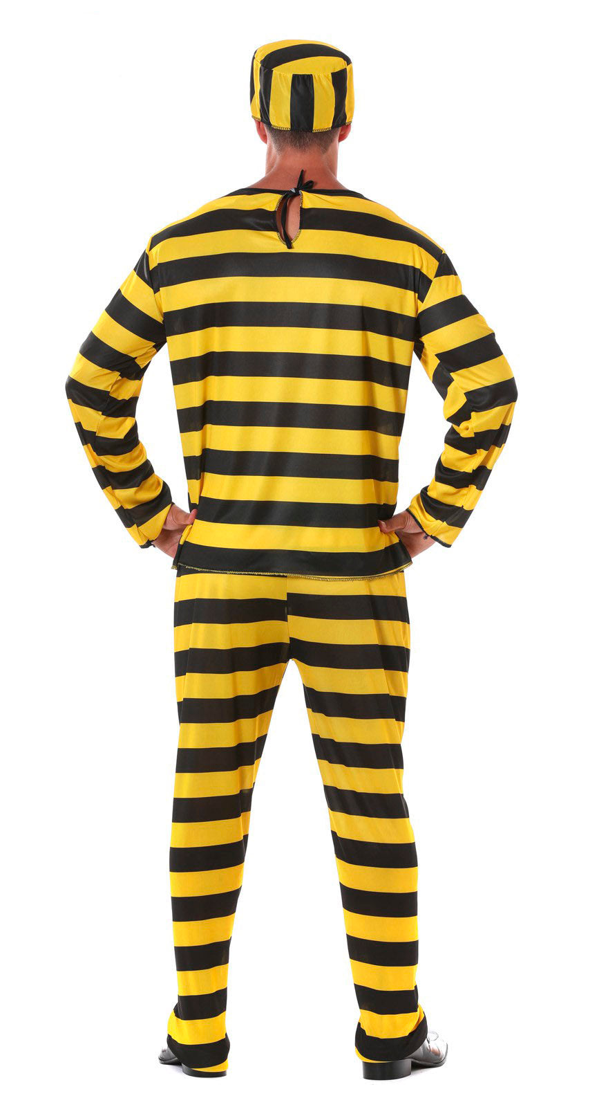 GP80420 – Dieb Kostüm Gestreifte Karnevalsbekleidung – Größe: 54 - 56 (XL) – Farbe: Schwarz