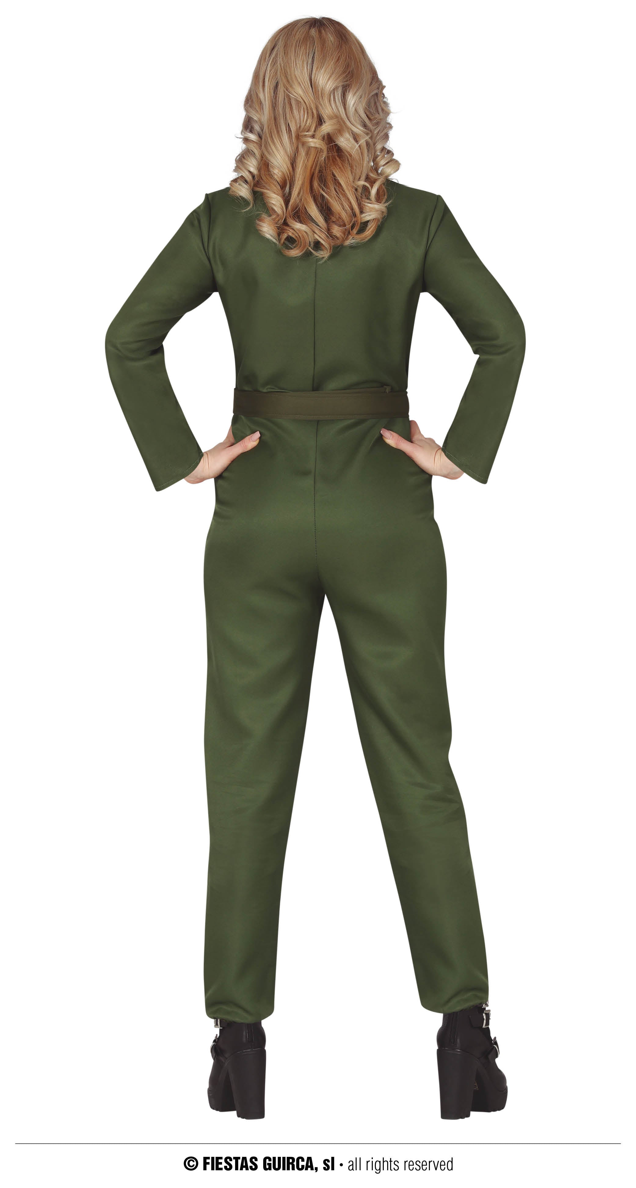 GP79187 – Militär Flieger Overall Karneval Kostüm – Größe: 44 - 46 (XL) – Farbe: Grün