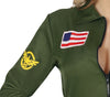 GP79187 – Militär Flieger Overall Karneval Kostüm – Größe: 44 - 46 (XL) – Farbe: Grün