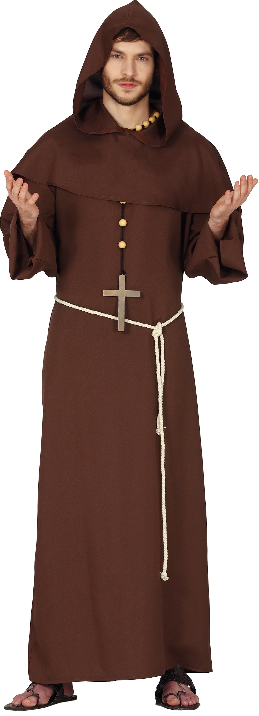 GP79290 – Mönch Robe Priester Kutte Kostüm – Größe: 54 - 56 (XL) – Farbe: Braun