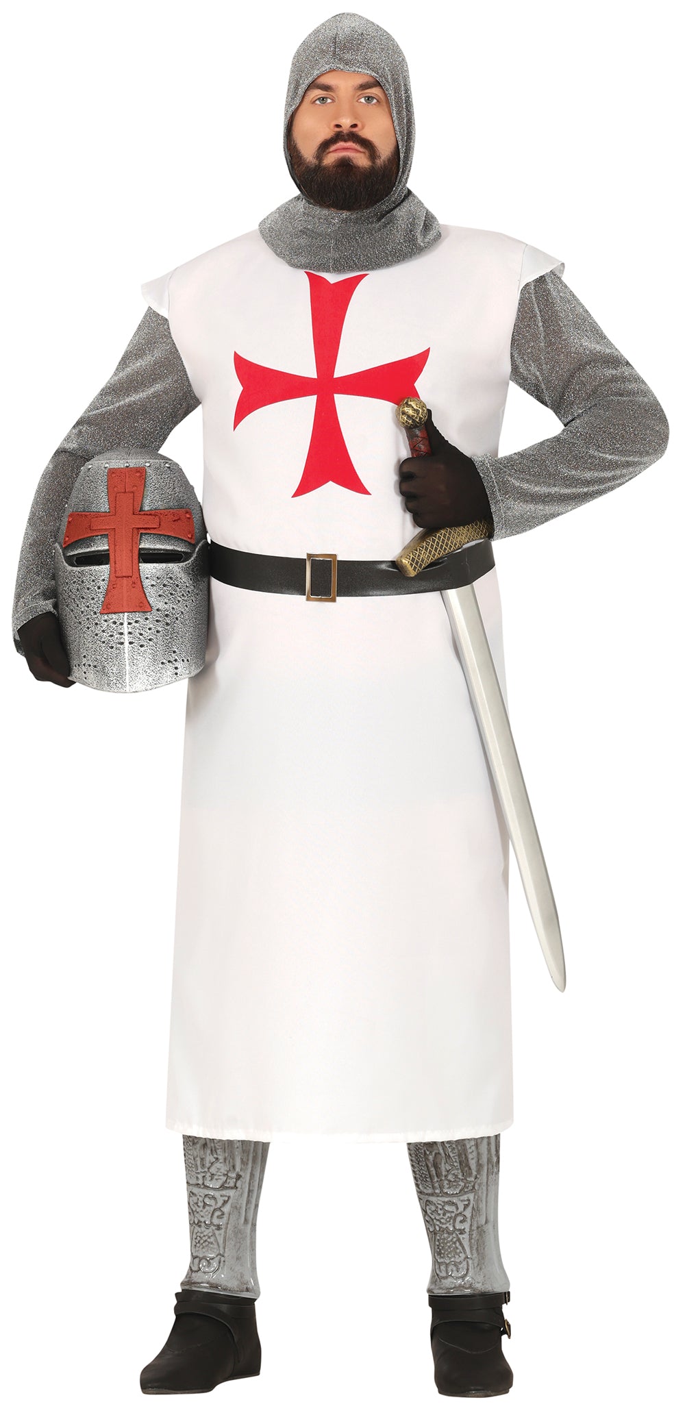 GP86630 – Mittelalter Ritter Kostüm Karneval – Größe: 54 - 56 (XL) – Farbe: Weiß