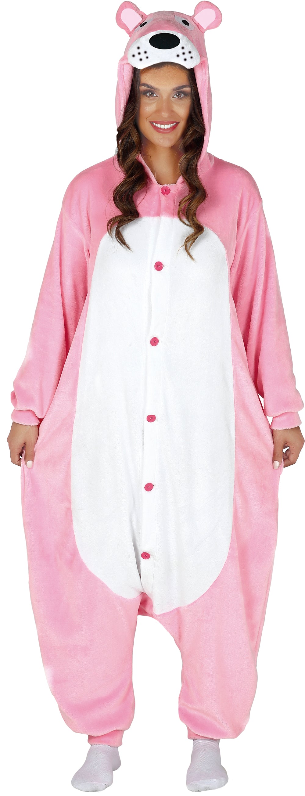 GP86564 – Tier Kigurumi Karnevalskostüm Katze – Größe: 42 - 44 (L) – Farbe: Pink