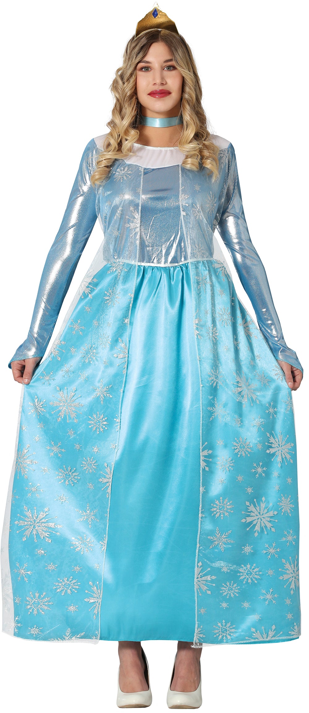 GP86567 – Prinzessin Märchenkönigin Karnevalskostüm – Größe: 42 - 44 (L) – Farbe: Blau