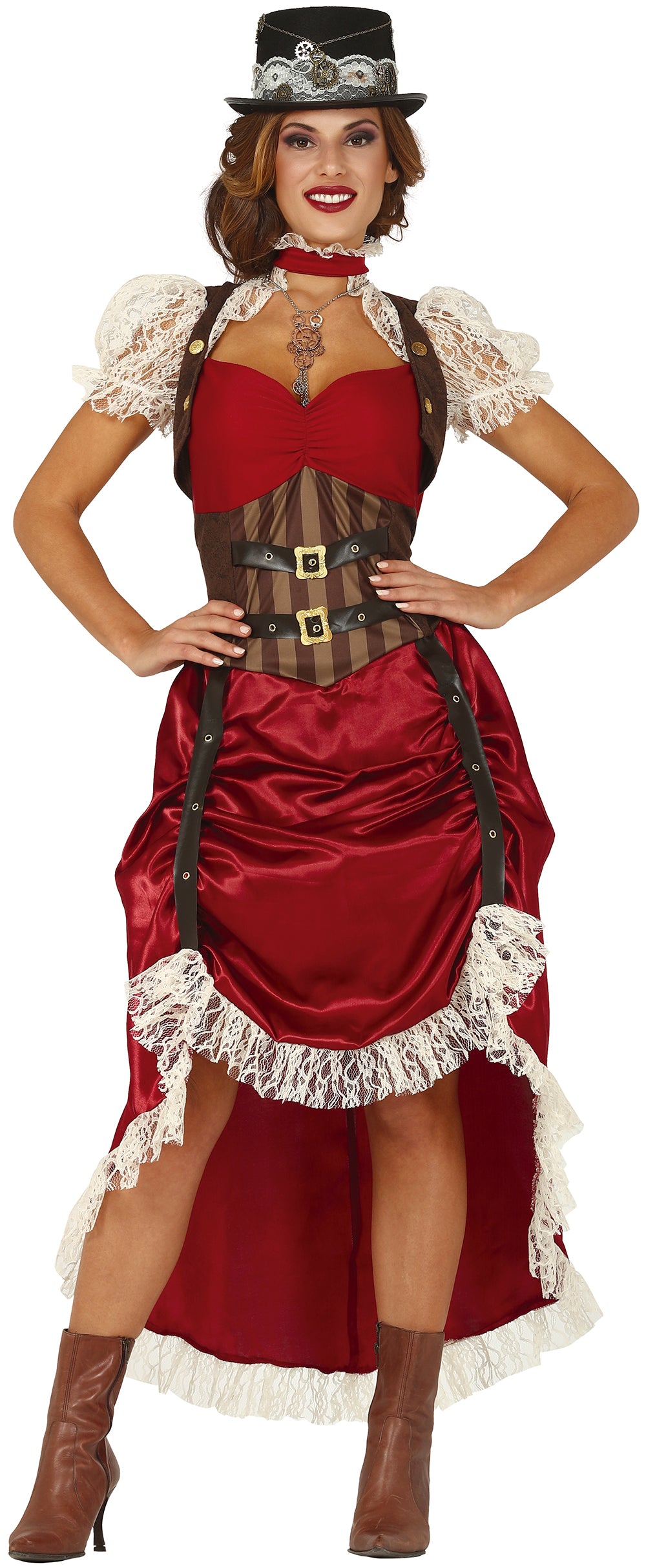 GP86574 – Steampunk Abenteuer Kleid Karneval – Größe: 36 - 38 (S) – Farbe: Grau