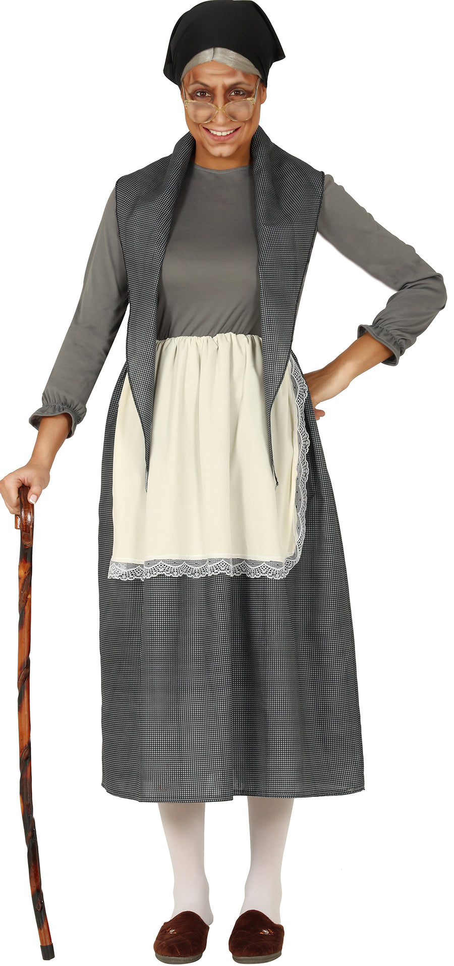 Oma Kostüm für Damen mit Schürze und Tuch
