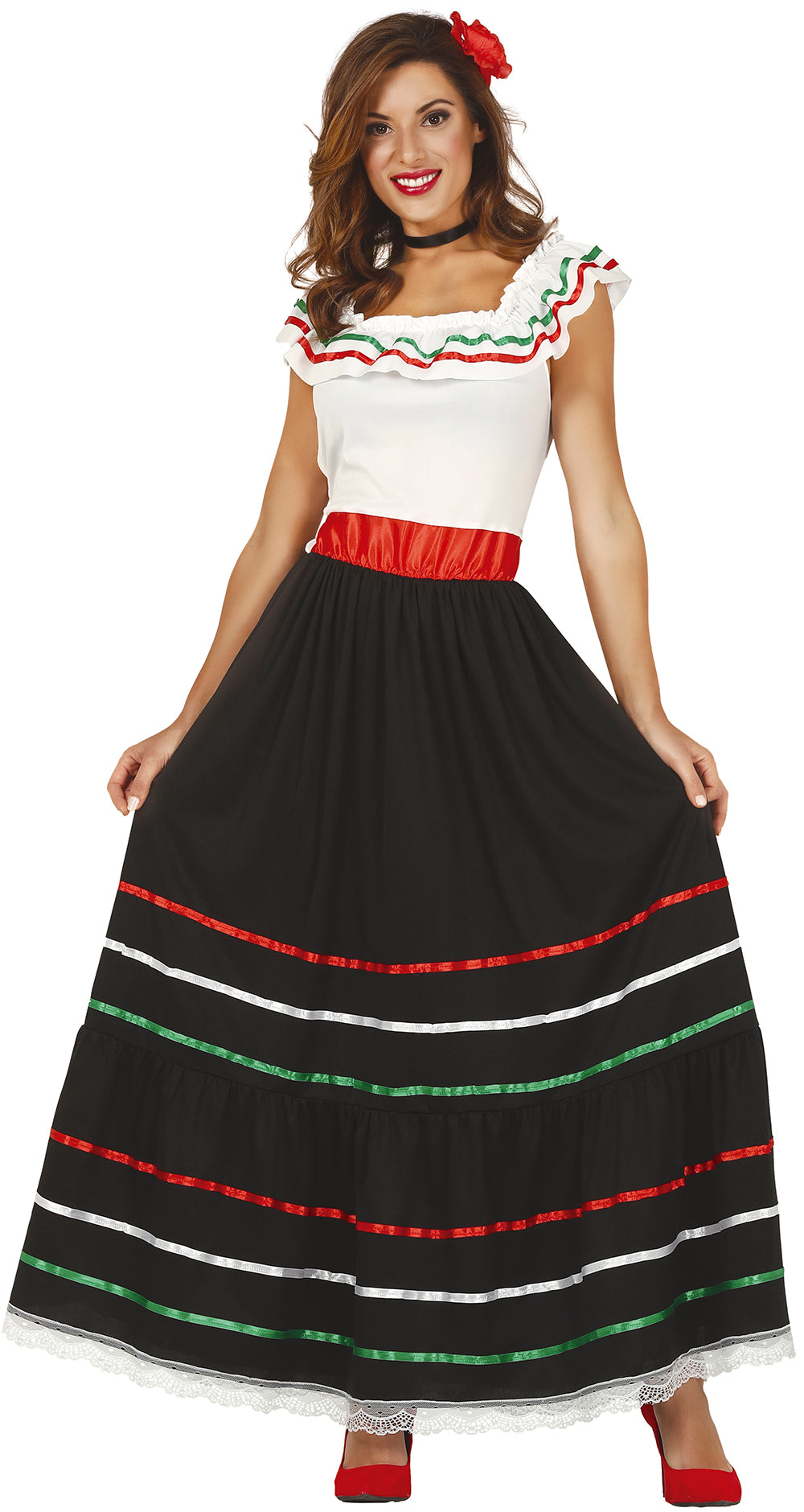 GP86591 – Mexiko Karnevalskleid Traditionelle Kultur – Größe: 38 - 40 (M) – Farbe: Schwarz