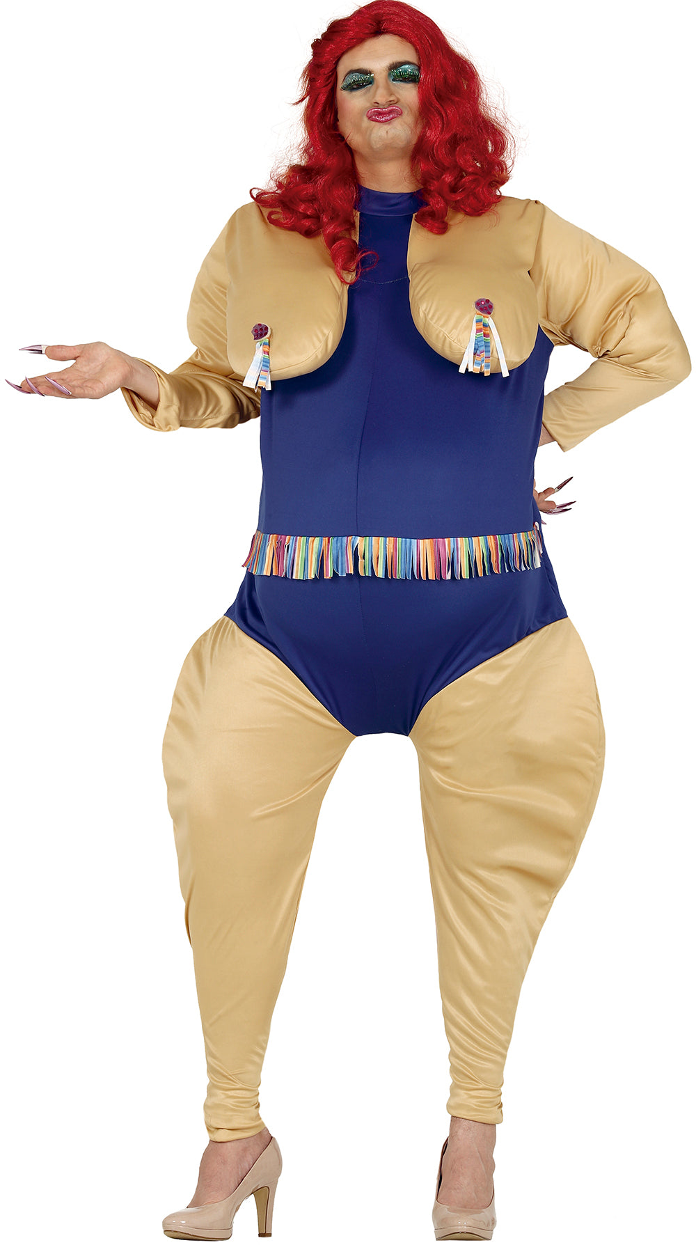 GP86600 – Drag Queen Spaßkostüm JGA – Größe: 52 - 54 (L), 48 - 50 (M) – Farbe: Natural, Blau