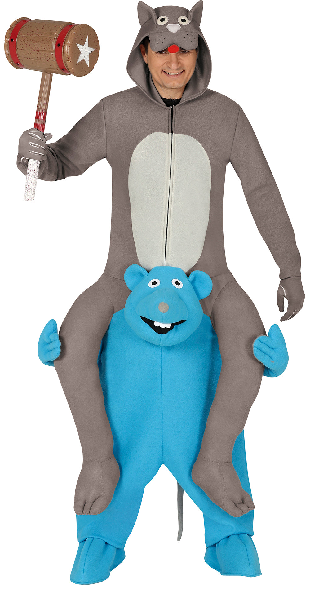 GP86632 – Tier Humor Karneval Kostüm Katze Maus – Größe: 52 - 54 (L) – Farbe: Grau