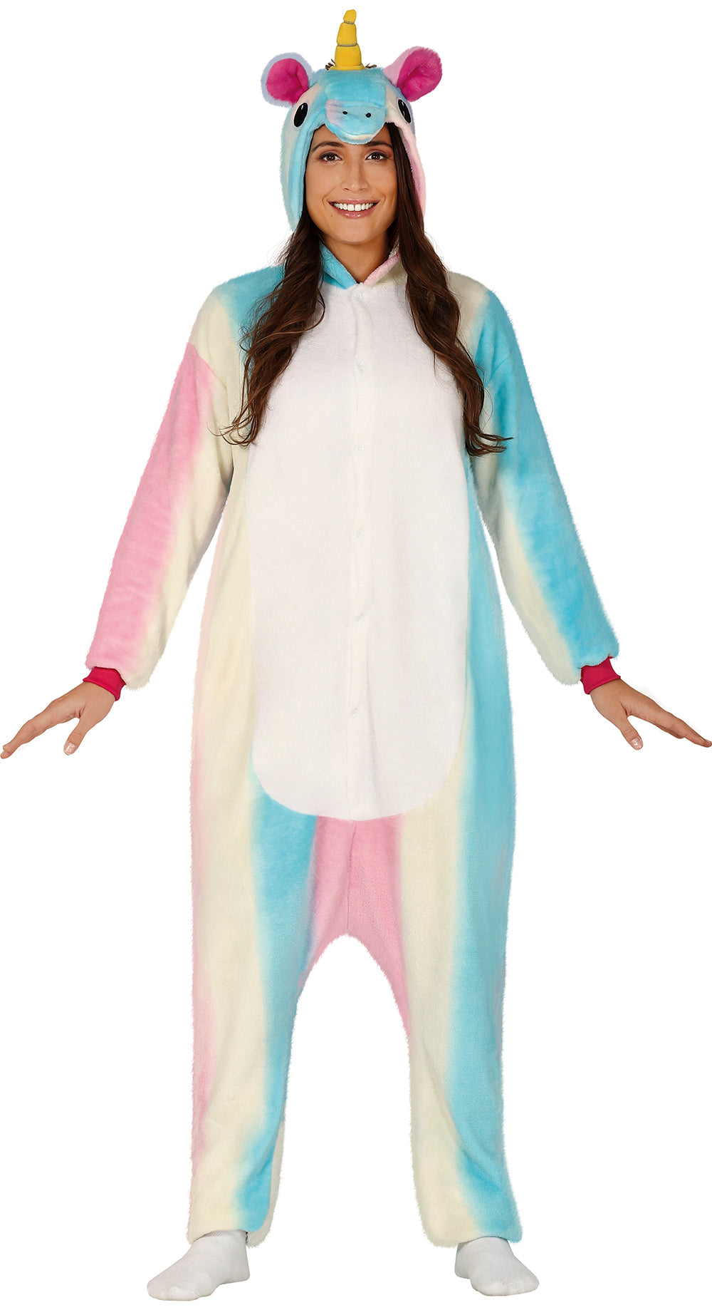 GP86658 – Einhorn Kigurumi Kapuzenanzug Karneval – Größe: 42 - 44 (L) – Farbe: Weiß