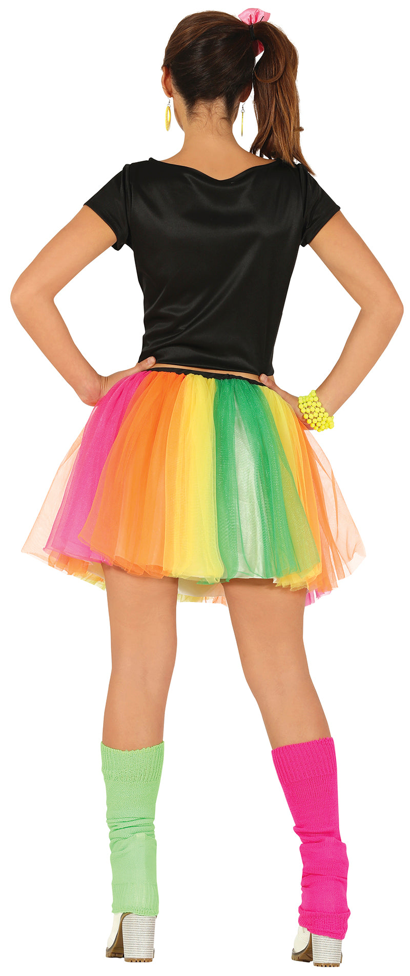 GP86682 – 80s Retro Karnevalskostüm Neon Tutu – Größe: 38 - 40 (M) – Farbe: Schwarz