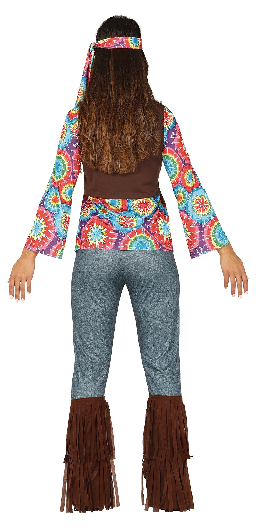 GP86565 – Hippie 60s Karneval Fasching – Größe: 36 - 38 (S) – Farbe: Braun