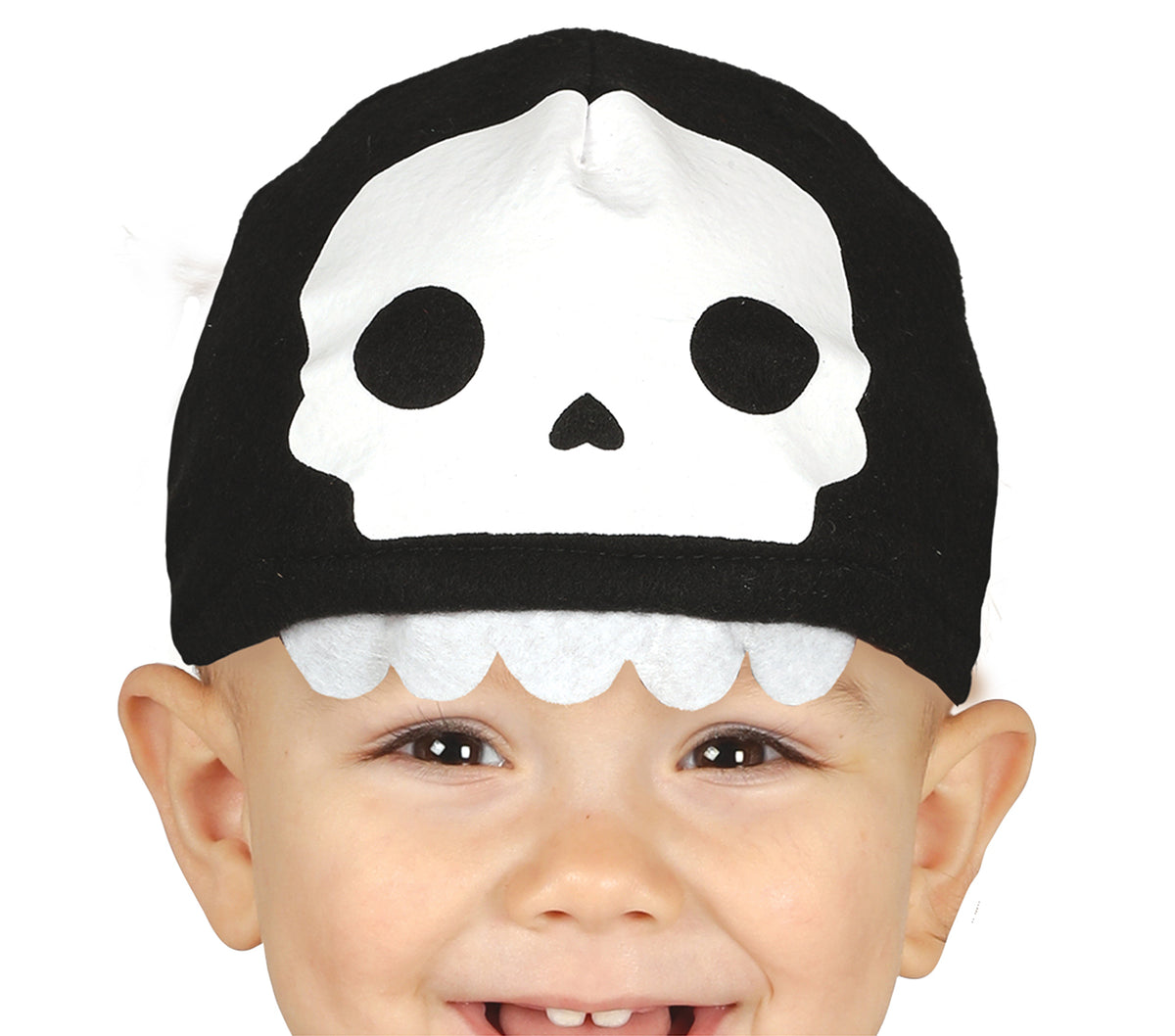 GP87010 – Skelett Halloween Kostüm Overall Mütze – Größe: 92/98, 74/80, 86/92 – Farbe: Schwarz