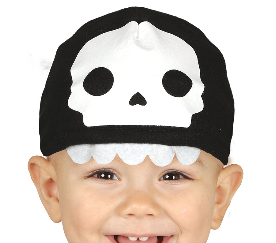 GP87010 – Skelett Halloween Kostüm Overall Mütze – Größe: 92/98, 74/80, 86/92 – Farbe: Schwarz, Ansicht 2