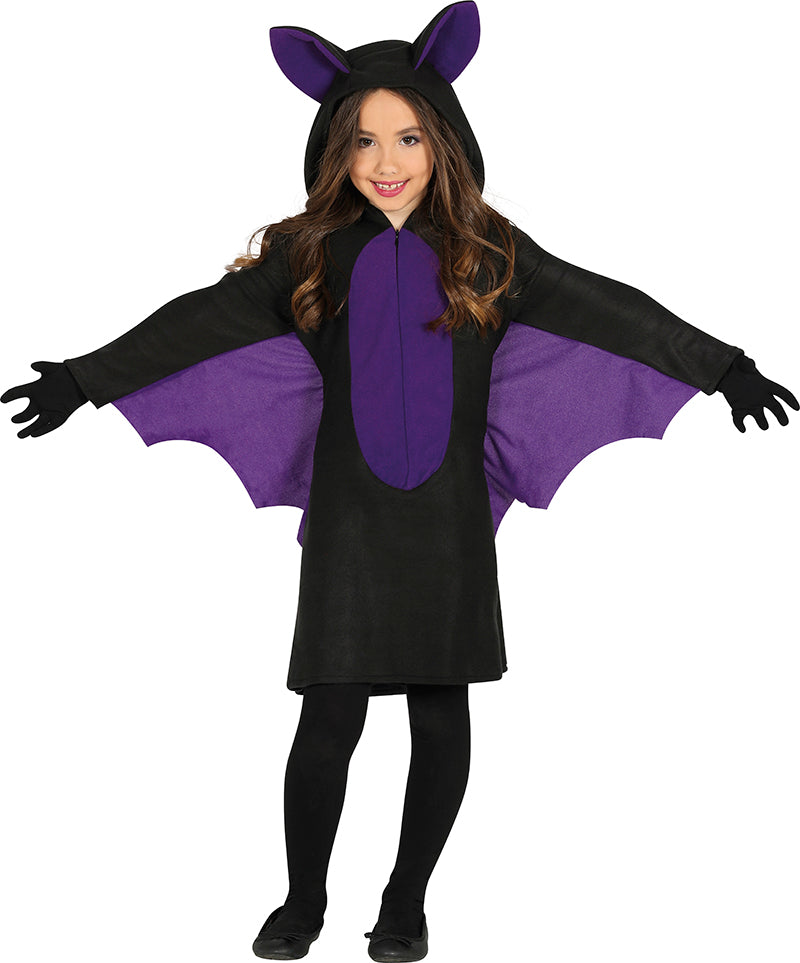 GP87414 – Fledermaus Halloween Kleid Mit Kapuze – Größe: 128/134 – Farbe: Schwarz