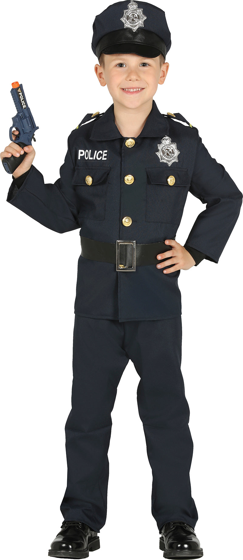 Polizei Kostüm für Kinder mit Mütze