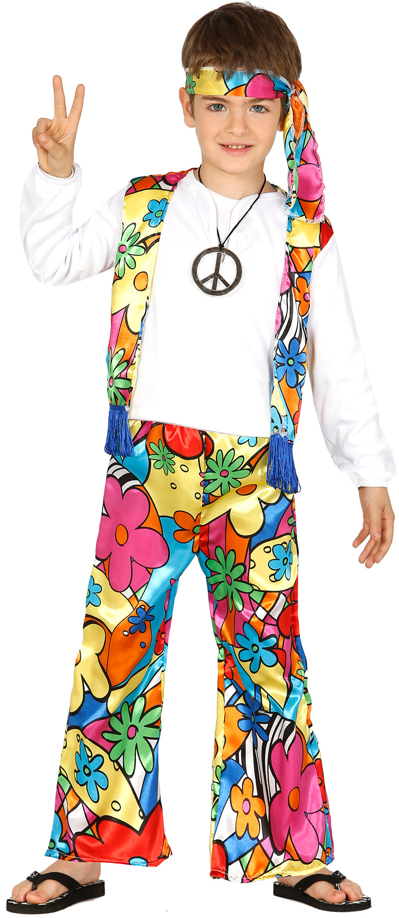 GP87480 – Hippie Kinder Outfits 60s Stirnband – Größe: 128/134 – Farbe: Mehrfarbig