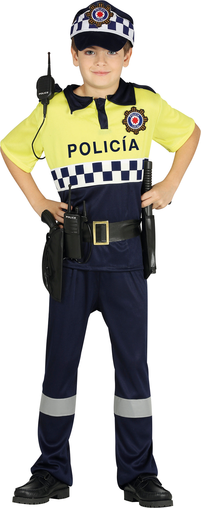 GP87507 – Polizei Karneval Fasching Mütze Gürtel – Größe: 140/146 – Farbe: Schwarz