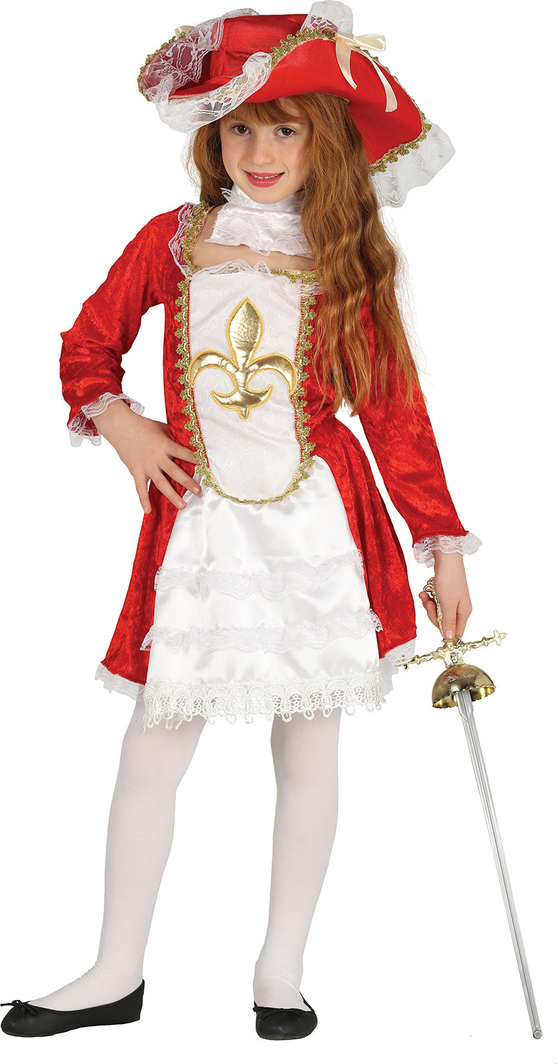 GP87524 – Musketier Karneval Outfit Hut Jabot – Größe: 140/146 – Farbe: Weiß