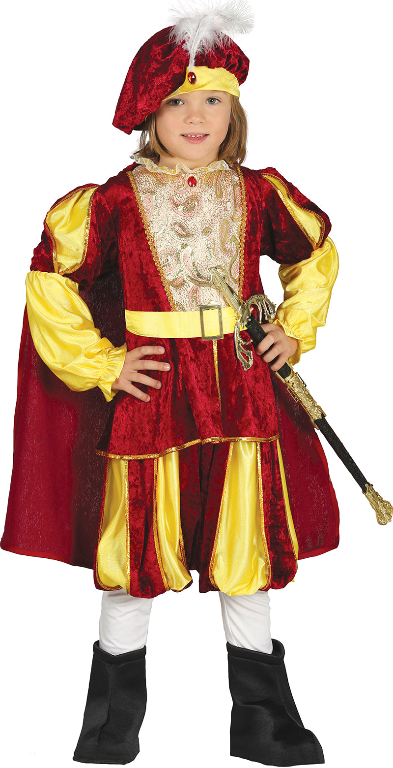 GP87557 – Prinz Mittelalter Karneval Kostüm Umhang Hut – Größe: 98/104 – Farbe: Grau