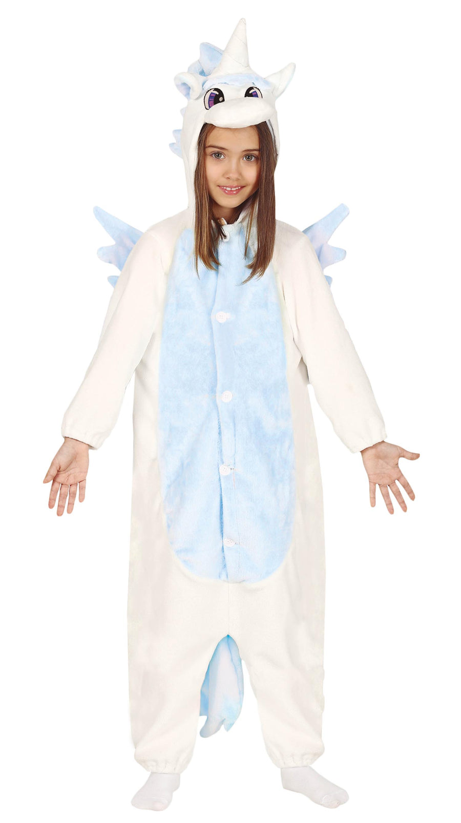 Einhorn Overall für Kinder hellblau mit Kapuze