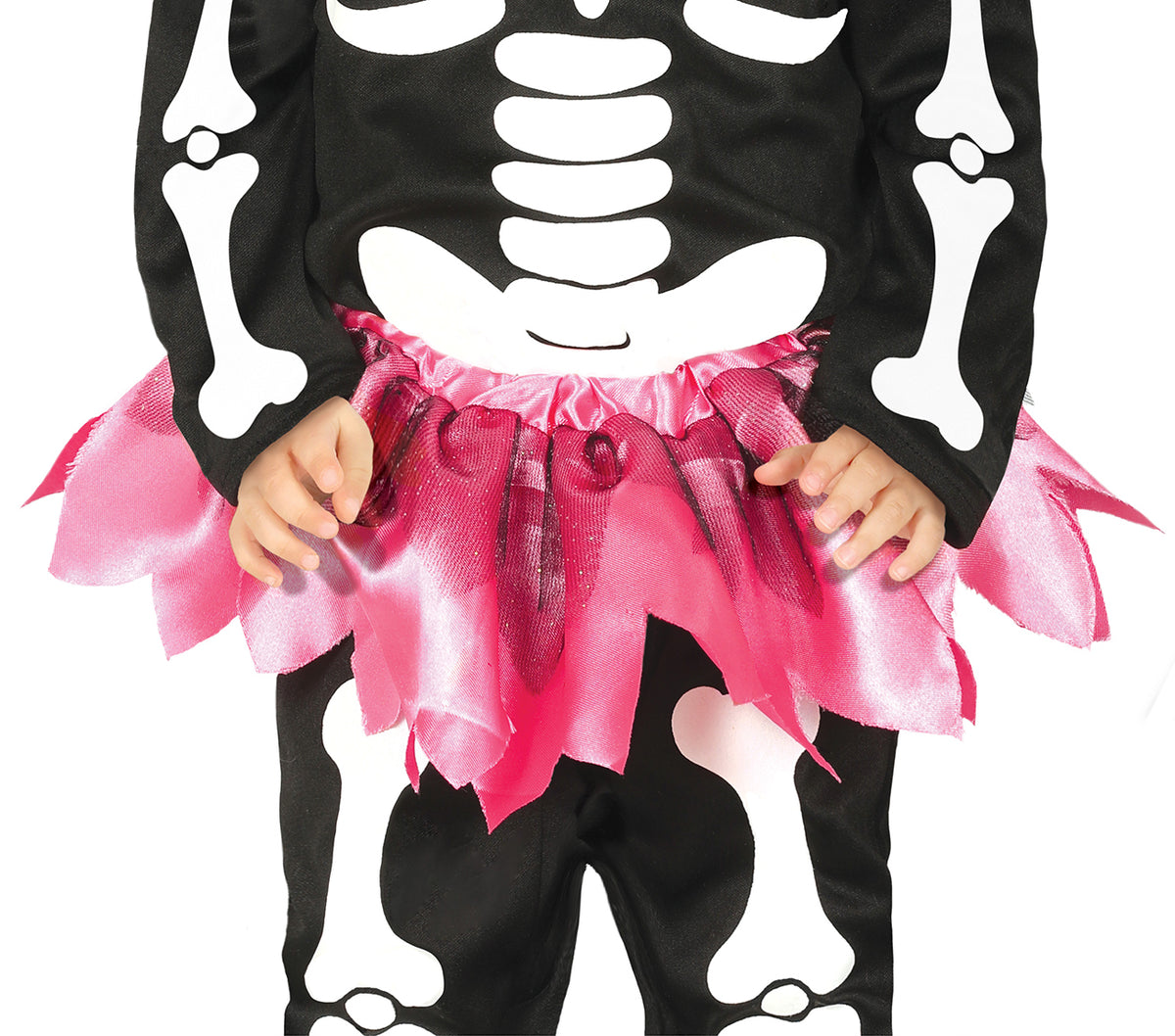 GP87650 – Halloween Skelett Tutu Jumpsuit Haarreif – Größe: 86/92 – Farbe: Schwarz