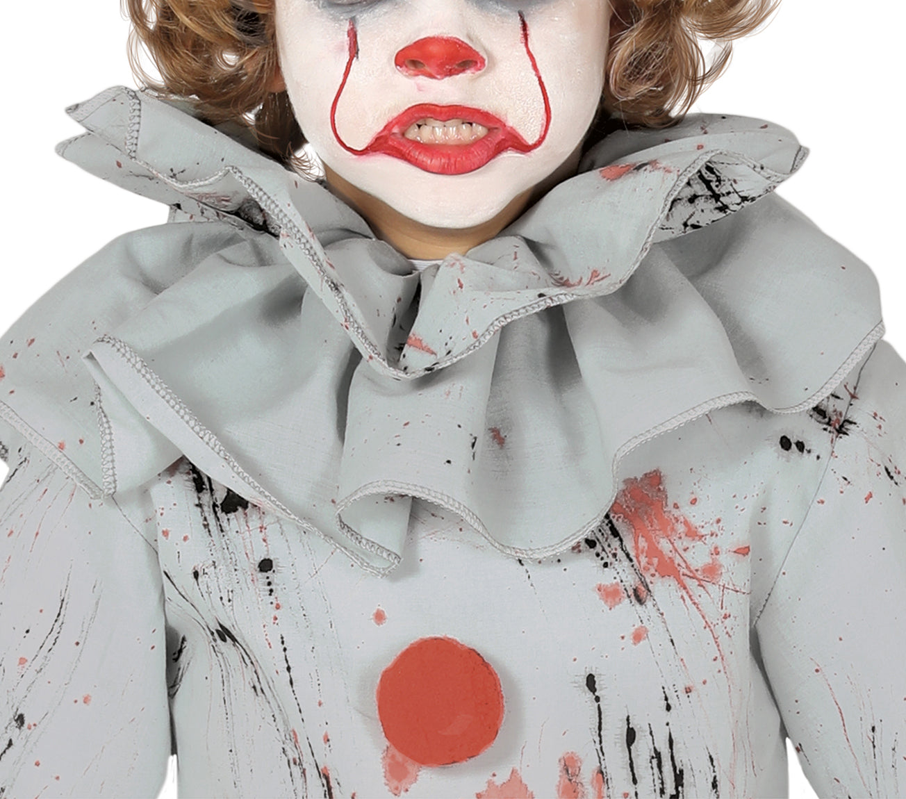 GP87696 – Clown Halloween Kinderkostüm Spaß Horror – Größe: 140/146 – Farbe: Grau