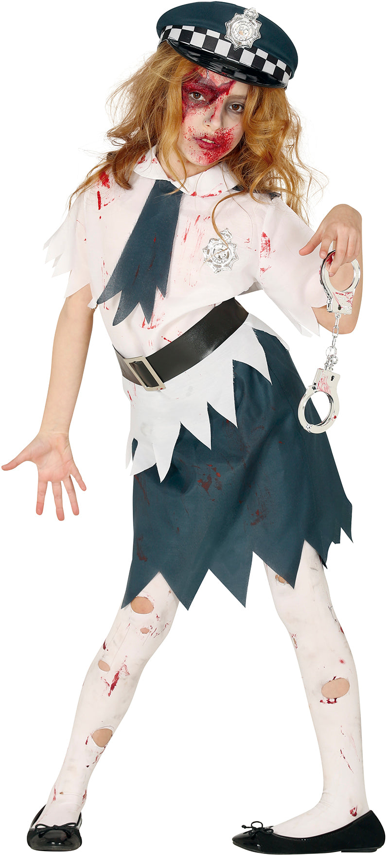 GP87704 – Zombie Hüterin Untote Polizistin – Größe: 128/134 – Farbe: Weiß