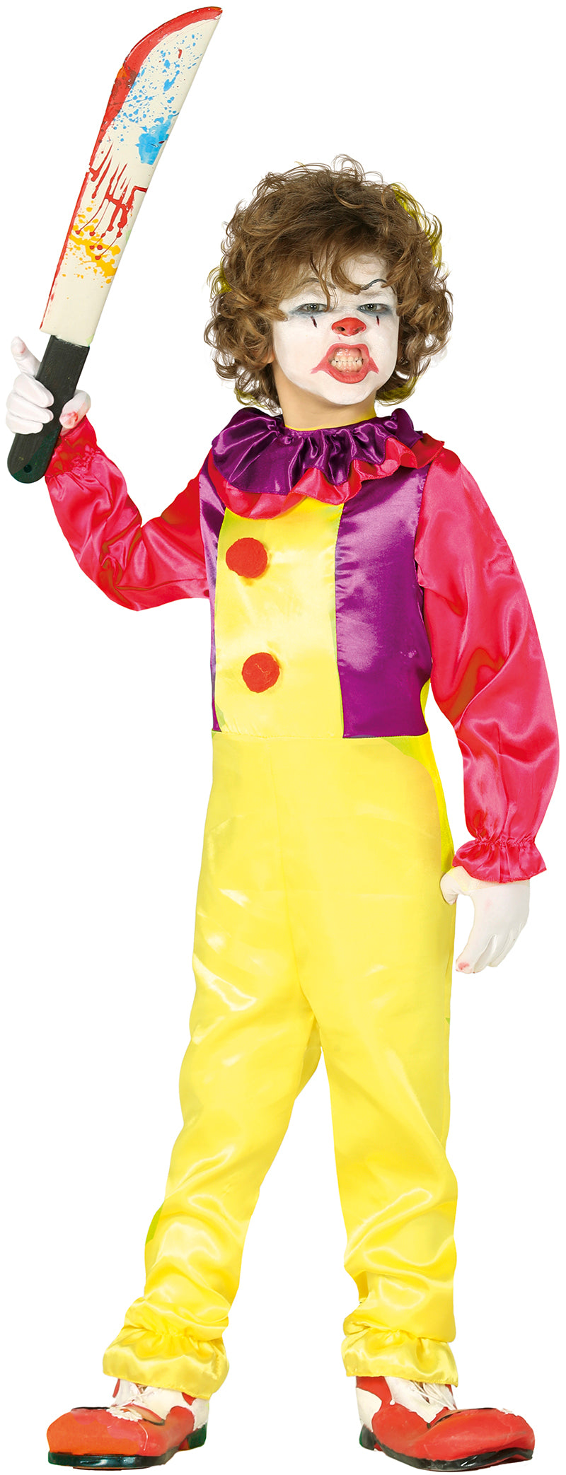 GP87709 – Clownkünstler Kinderfest Kostüm Spaßbunter – Größe: 128/134 – Farbe: Gelb