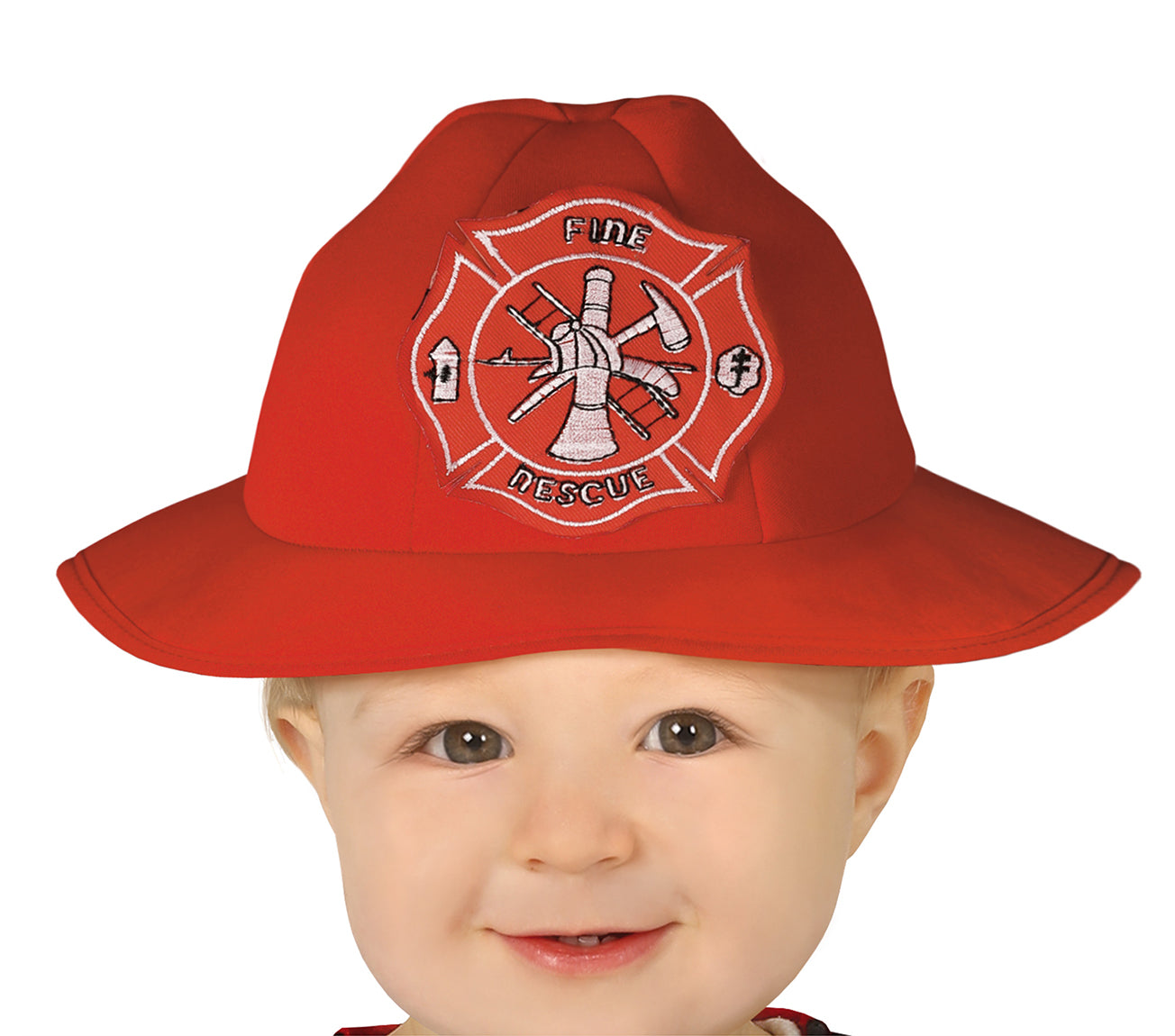 GP87805 – Feuerwehrkostüm Karneval Rot Schwarz Helm – Größe: 74/80 – Farbe: Rot