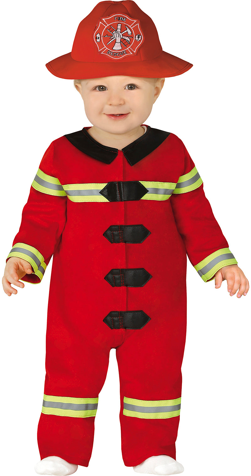 GP87805 – Feuerwehrkostüm Karneval Rot Schwarz Helm – Größe: 86/92 – Farbe: Rot
