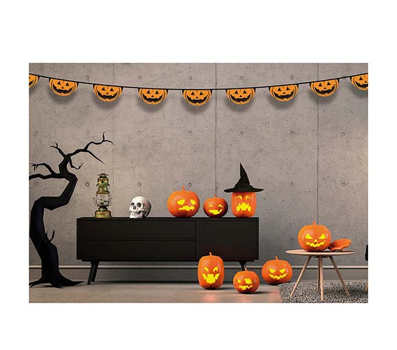 GP26619 – Kürbis Wimpelgirlande 550 cm Halloween – Farbe: Orange
