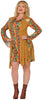 GP88173 – Hippie Karneval Gewand Blumige – Größe: 44 - 46 (XL) – Farbe: Braun