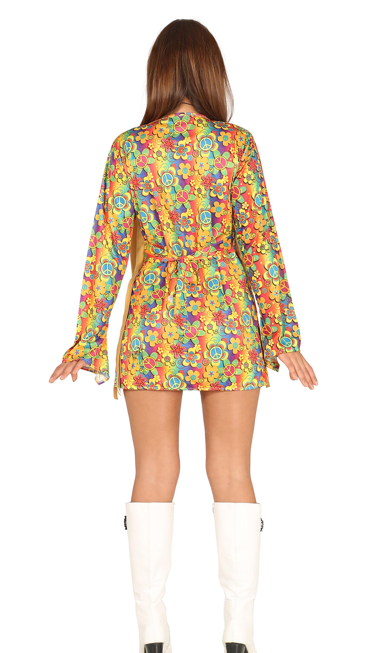 GP88173 – Hippie Karneval Gewand Blumige – Größe: 44 - 46 (XL) – Farbe: Braun