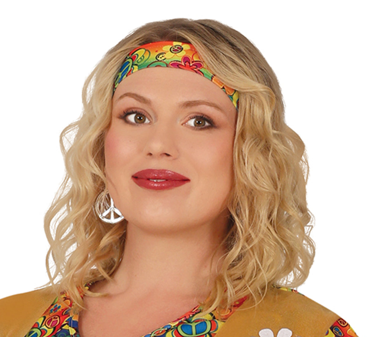 GP88173 – Hippie Karneval Gewand Blumige – Größe: 44 - 46 (XL) – Farbe: Braun